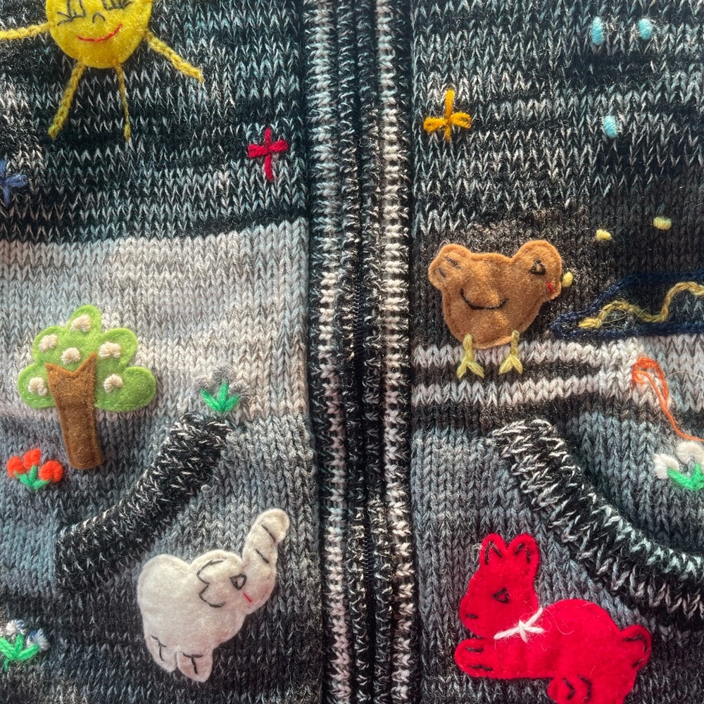 Colorful Embroidered Knit Cardigan